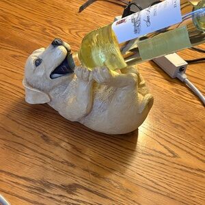 Dog Puppy Bottle Holder - Cream Resin Wine Cradle